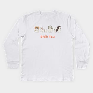 Cute Shih Tzu Dog Drawing Illustration Kids Long Sleeve T-Shirt